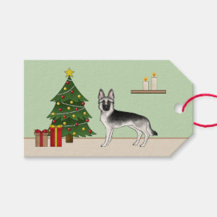 Silver Gray German Shepherd Weihnachtsbaum Geschenkanhänger