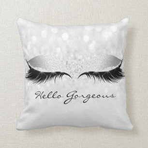Silver Gray Girly Makeup Lashes Kissen