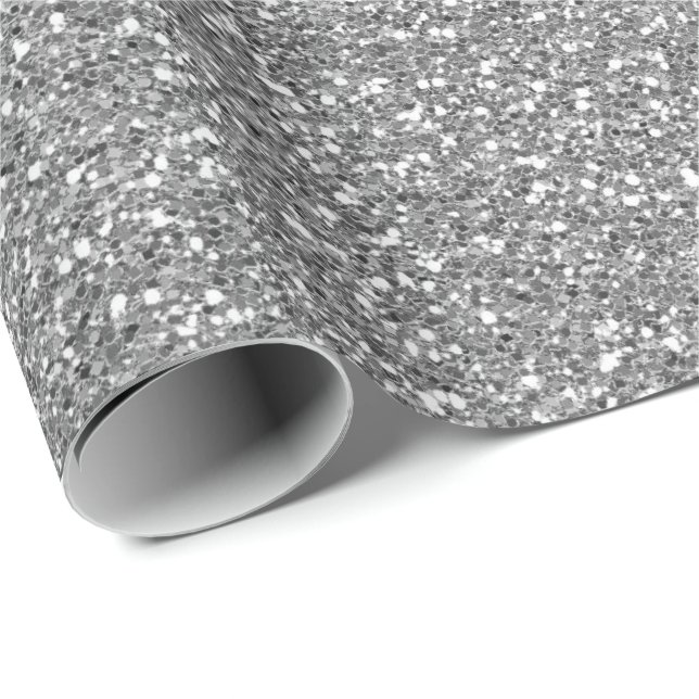 Silver Gray Glam Glitzer Funkelnd Minimal Delikat Geschenkpapier (Rolleneckpunkt)