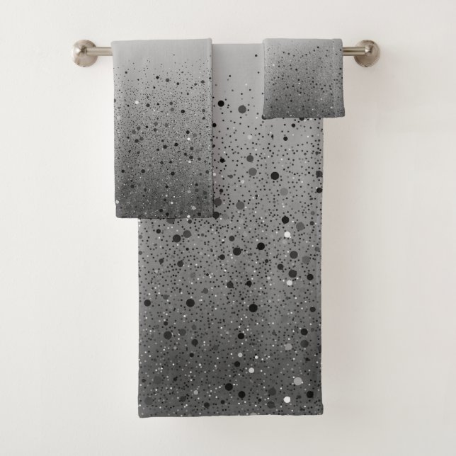 Silver Gray Glamour Funkelnd Sparkle Glitzer Badhandtuch Set (Insitu)