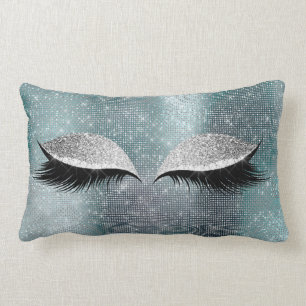 Silver Gray Glitzer Black Glam macht Aquamarine Se Lendenkissen