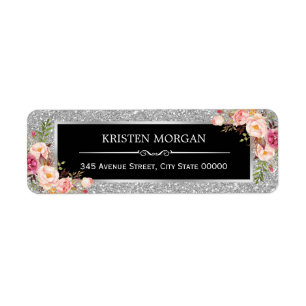 Silver Gray Glitzer Glitzern Klassisch Pink Blüten