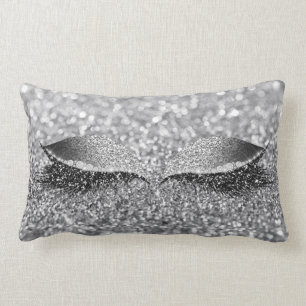 Silver Gray Glitzer Lash Glam Makeup Monochroot Lendenkissen