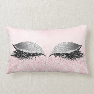 Silver Gray Glitzer Lash Glam Makeup Pink Princess Lendenkissen