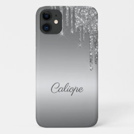 Silver Gray Glitzer Tropfen Ombre Personalisiert Case-Mate iPhone Hülle