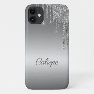 Silver Gray Glitzer Tropfen Ombre Personalisiert Case-Mate iPhone Hülle
