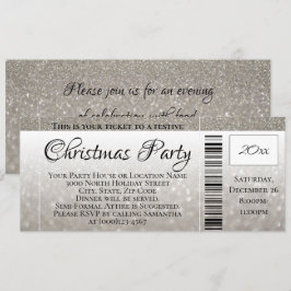 Silver Gray Glitzer Weihnachts Party Ticket Einladung