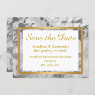 SILVER GRAY GOLD ABSTRAKT MARBLE SAVE THE DATE
