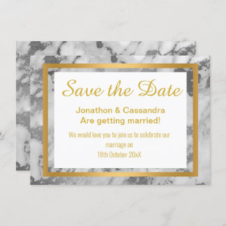 SILVER GRAY GOLD ABSTRAKT MARBLE SAVE THE DATE