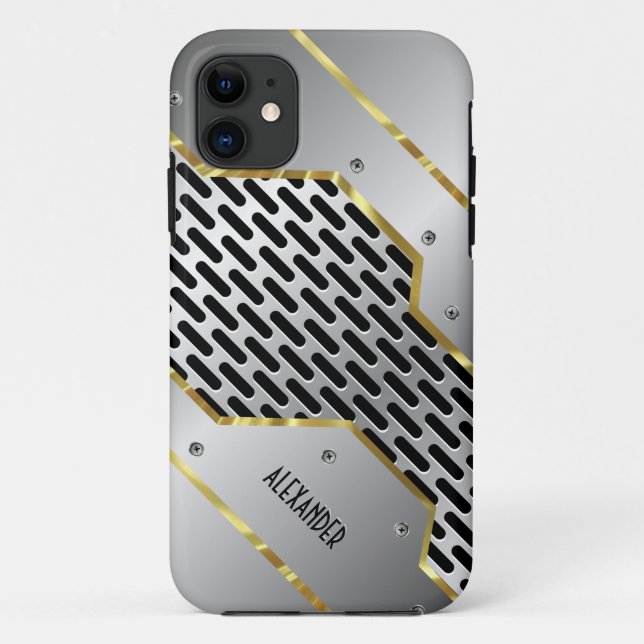 Silver Gray & Gold Shiny Metallic Look Case-Mate iPhone Hülle (Rückseite)