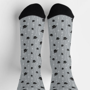 Silver Gray Graduation Caps und Ribbon Socks Socken