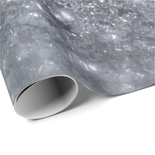 Silver Gray Gray Glitzer Delicate White Funkelnd Geschenkpapier (Rolleneckpunkt)