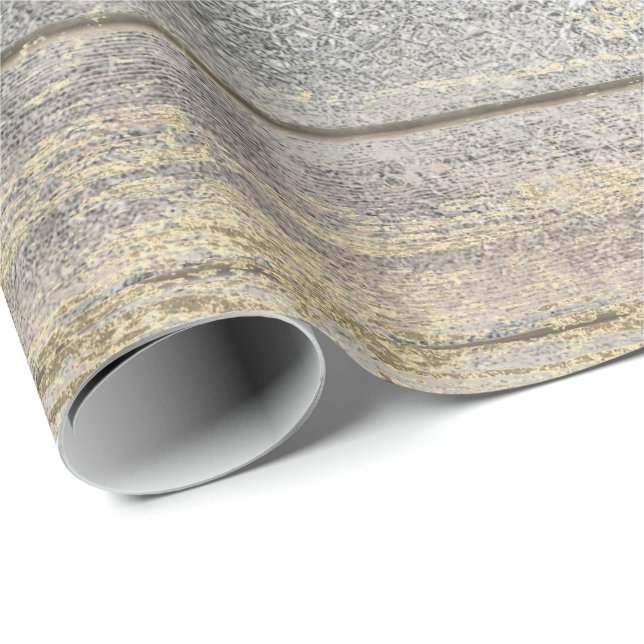 Silver Gray Grungy Champaign Gold Wood Rustikal Geschenkpapier (Rolleneckpunkt)