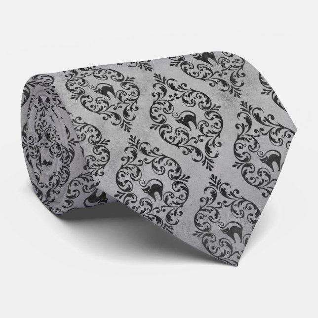 Silver Gray Halloween Cat KRAWATTE (Gerollt)