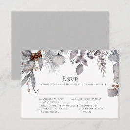 Silver Gray Holly Pine Eukalyptus Rust Berries RSVP Karte
