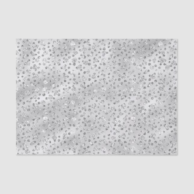 Silver Gray Imitate Glitzer Cheetah Spots Seidenpapier (Vorderseite)
