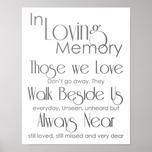 Silver Gray in Love Memory Wedding Sign Poster (Vorne)