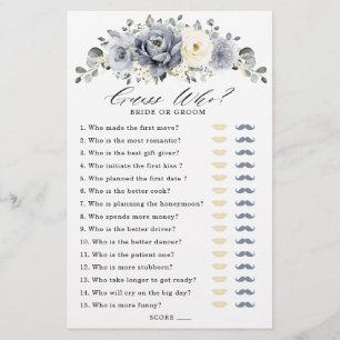 Silver Gray Ivory Floral Winter Brautparty Game
