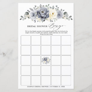 Silver Gray Ivory Winter Boho Brautparty Bingo