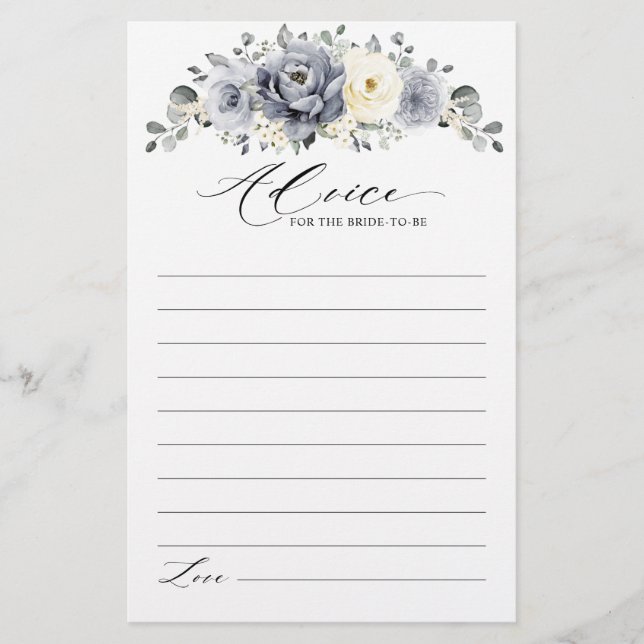 Silver Gray Ivory Winter Brautparty Ratschläge (Vorderseite)