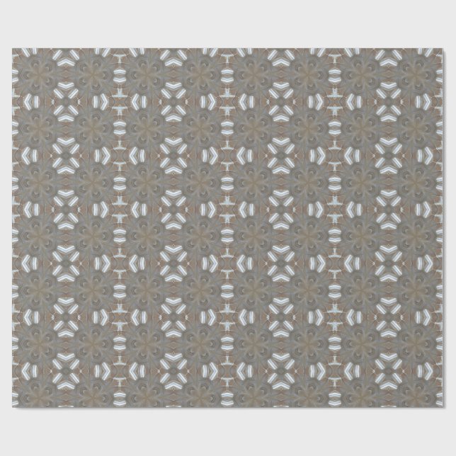 Silver Gray Kaleidoskopische Blume Muster Elegant Geschenkpapier (Flach)