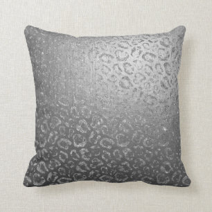 Silver Gray Leopard Skin Glam Safari Kissen