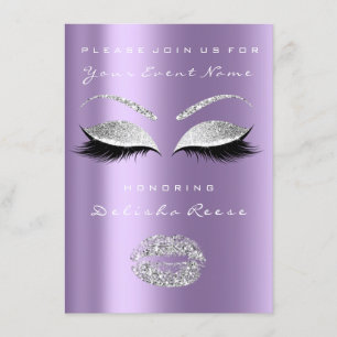 Silver Gray Lila Lips Glitzer Bridal Sweet 16. Einladung