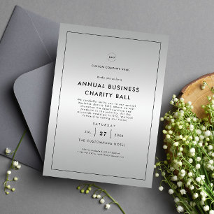 Silver Gray Logo Business Company Dinner Party Einladung