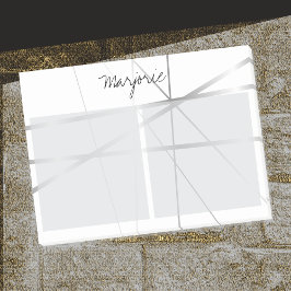 Silver Gray Look Geometric Lines Add Name Monogram Post-it Klebezettel