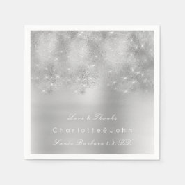 Silver Gray Metal White Glitzer Bridal Sweet Girly Serviette