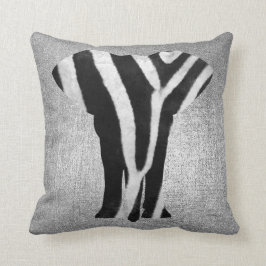 Silver Gray Metallic Black Zebra Skin Elephant Kissen