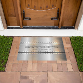 Silver-Gray Metallic Geometric Design Fußmatte