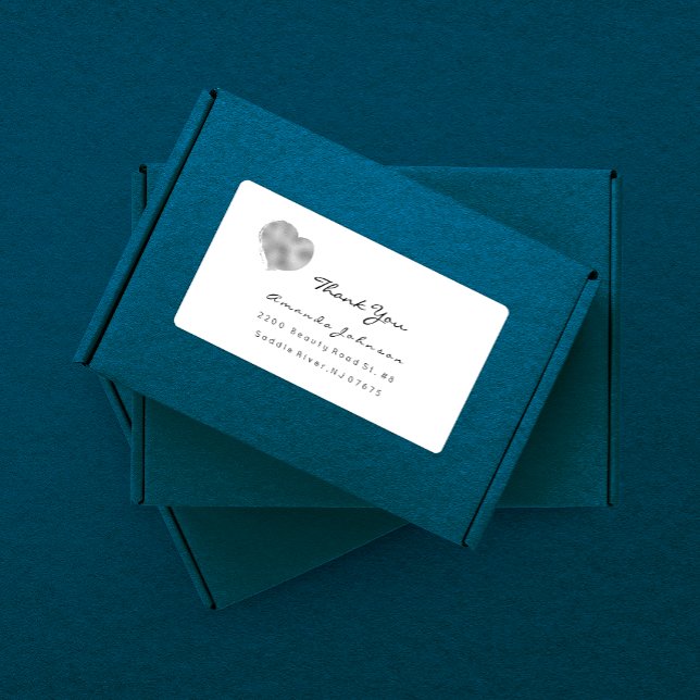 Silver Gray Metallic Heart Brush Stroke Vielen Dan (Von Creator hochgeladen)