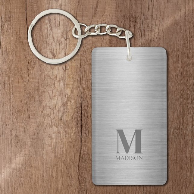 Silver Gray Metallic Mit Monogramm Schlüsselanhänger (Von Creator hochgeladen)