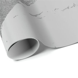 Silver Gray Metallic Strokes Marble Shiny Glam Geschenkpapier