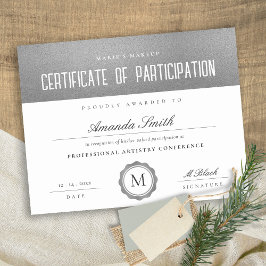 Silver Gray Minimal Certificate of Participation
