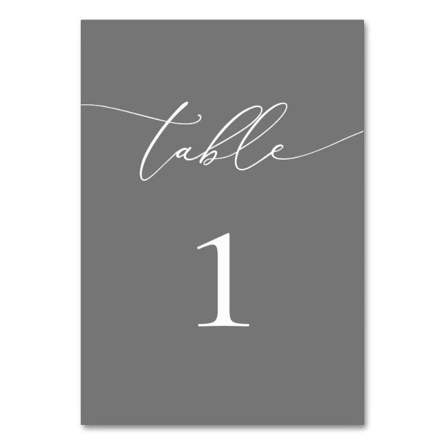 Silver Gray Minimalistische Tischnummer (Vorderseite)