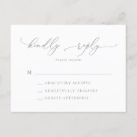 Silver Gray Modern Minimalistisch Wedding RSVP