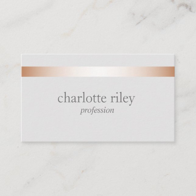 Silver Gray | Moderne Rose Gold gestreift Stilvoll Visitenkarte (Vorderseite)