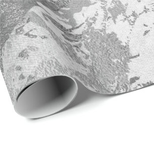 Silver Gray Monochrom Marble Shiny Metallic VIP Geschenkpapier