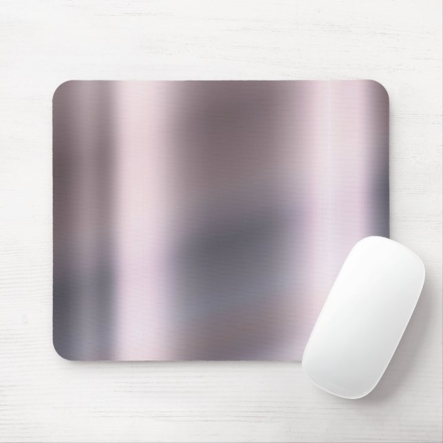 Silver Gray Monochrom Minimal Rose Metallic Steel Mousepad (Mit Mouse)