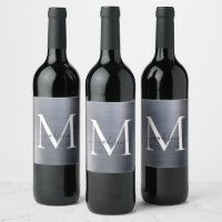 Silver Gray Monogram Girly Script Metallic Steel