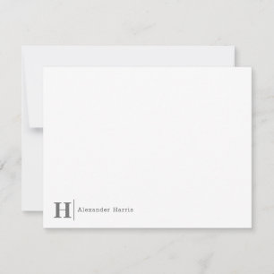 Silver Gray Monogram Line Modernes, einfaches Gesc Mitteilungskarte