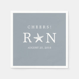 Silver Gray Monogram Starfish | Hochzeit Serviette