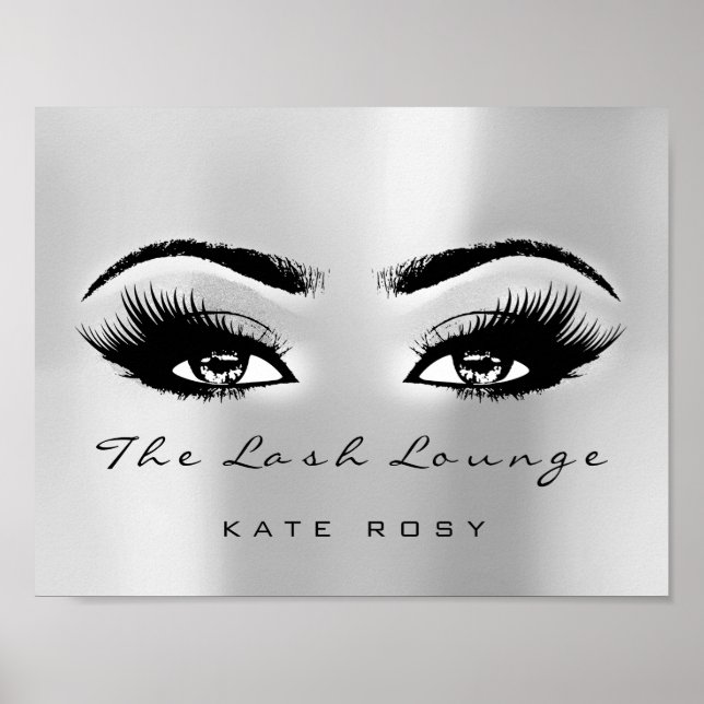 Silver Gray Name Makeup Artist Beauty Studio Lashe Poster (Vorne)