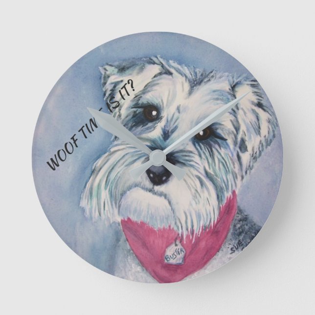 SILVER GRAY SCHNAUZER RUNDE WANDUHR (Vorderseite)