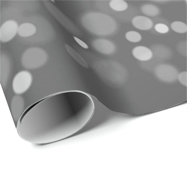 Silver Gray Schwarz-weiß Hübsch Bokeh Spark Geschenkpapier (Rolleneckpunkt)