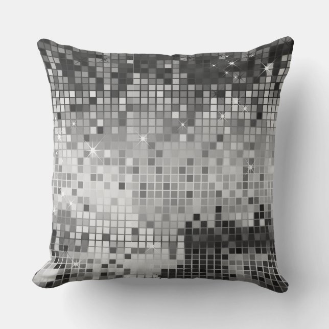 Silver Gray Sequins Disco Glitzer Pattern Kissen Für Draußen (Vorderseite)