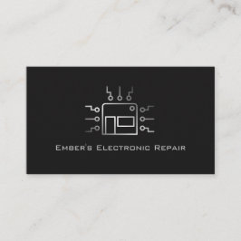 Silver Gray Simple Computer Electronics Repair Visitenkarte