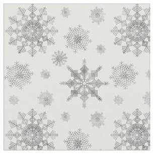 Silver Gray Snowflakes Pattern Stoff